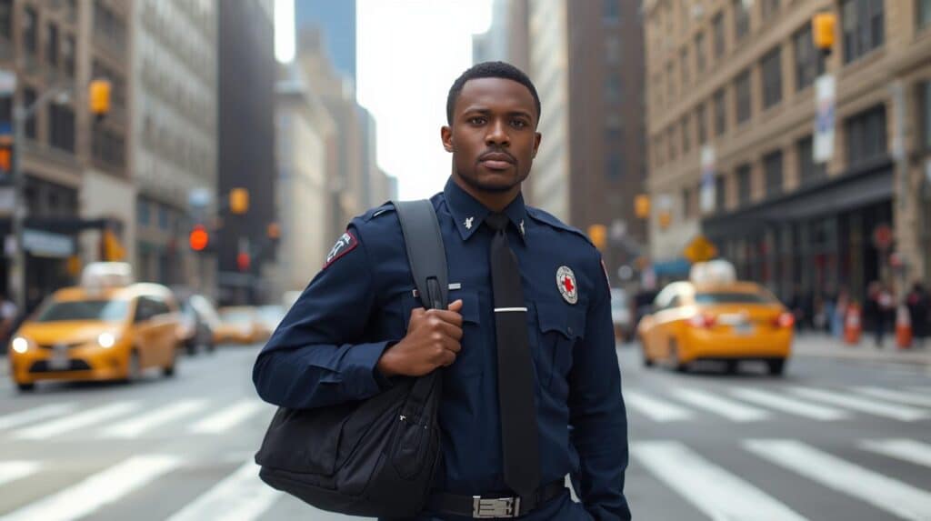 emt worker on new york streets
