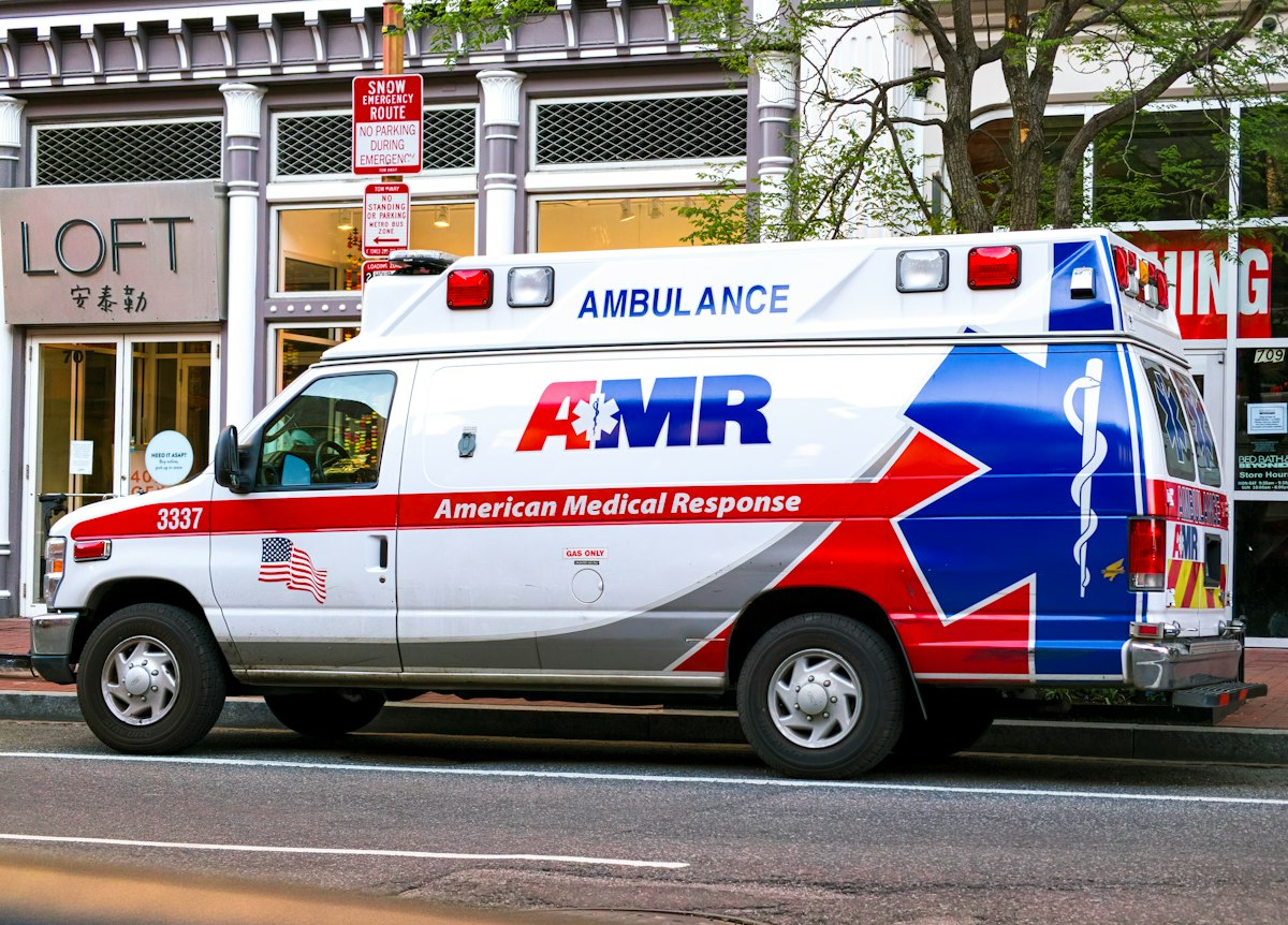 EMT and ambulance crew on duty